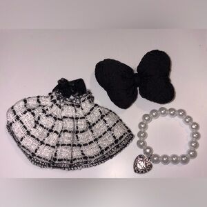 Labubu Clothes - 3 pc set for Pop Mart Labubu - doll not included • b & w